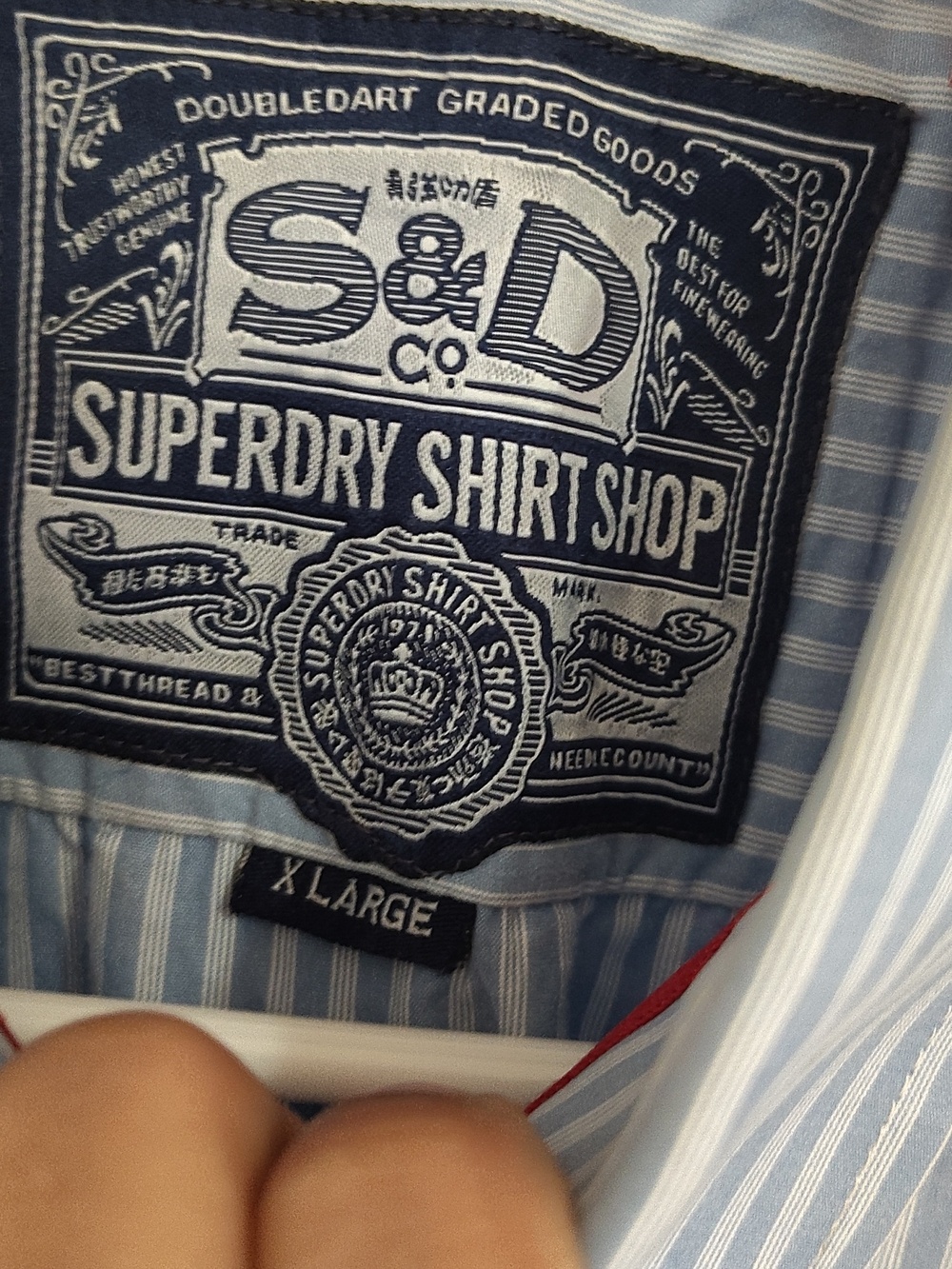 Superdry Men's Blue & White Striped Button-Down Shirt - Picture 7 of 8